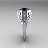 Modern Edwardian 10K White Gold 1.5 Carat Black Diamond Engagement Ring R155-10KWGDBD-3