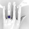 Modern Edwardian 14K White Gold 1.5 Carat Blue Sapphire Diamond Engagement Ring R155-14KWGDBS-5