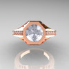 Modern Edwardian 10K Rose Gold 1.5 Carat Zirconia Diamond Engagement Ring R155-10KRGCZ-4