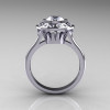 Classic 14K White Gold 1.0 Carat White Sapphire Diamond Bridal Engagement Ring R400-14WGDWS-2