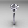 Classic 14K White Gold 1.0 Carat White Sapphire Diamond Bridal Engagement Ring R400-14WGDWS-3