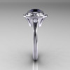 Classic 950 Platinum 1.0 Carat Black and White Diamond Bridal Engagement Ring R400-PLATDBD-3