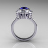 Classic 950 Platinum 1.0 Carat Blue Sapphire Diamond Bridal Engagement Ring R400-PLATDBS-2