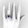 Classic 950 Platinum 1.0 Carat Blue Sapphire Diamond Bridal Engagement Ring R400-PLATDBS-5