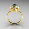 Classic 18K Yellow Gold 1.0 Carat London Blue Sapphire Diamond Bridal Engagement Ring R400-18KYGDLBS-2