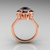 Classic 14K Rose Gold 1.0 Carat Black Diamond Bridal Engagement Ring R400-14KRGBDD-2