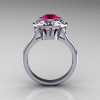Classic 10K White Gold 1.0 Carat Ruby Diamond Bridal Engagement Ring R400-10KWGDR-2