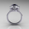 Classic 950 Platinum 1.0 Carat Black and White Diamond Bridal Engagement Ring R400-PLATDBD-2