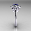 Classic 950 Platinum 1.0 Carat Blue Sapphire Diamond Bridal Engagement Ring R400-PLATDBS-3