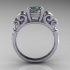 Reserved for Jason – Modern Antique 14K White Gold 1.0 Carat Round Mystic Topaz Designer Solitaire Ring R141-14KWGMT-2