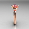 Modern Antique 14K Rose Gold 1.5 Carat Light Pink Topaz Solitaire Engagement Ring AR127-14RGLPT-3