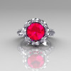 Classic 18K White Gold 3.0 Carat Red Ruby Diamond Greek Galatea Bridal Wedding Ring AR114-18KWGDRR-5