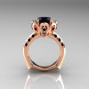 Classic 14K Rose Gold 3.0 Carat Black Diamond Greek Galatea Bridal Wedding Ring AR114-14KRGBDD-2