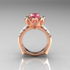 Classic 10K Rose Gold 3.0 Carat Pink Topaz Diamond Greek Galatea Bridal Wedding Ring AR114-10KRGDPT-5
