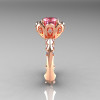 Classic 10K Rose Gold 3.0 Carat Pink Topaz Diamond Greek Galatea Bridal Wedding Ring AR114-10KRGDPT-3