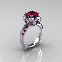 Classic 950 Platinum 3.0 Carat Red Garnet Greek Galatea Bridal Wedding Ring AR114-PLATDRG-1
