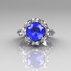 Classic 14K White Gold 3.0 Carat Blue Diamond Greek Galatea Bridal Wedding Ring AR114-14KWGDBLD-5
