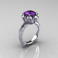 Classic 950 Platinum 3.0 Carat Alexandrite Diamond Greek Galatea Bridal Wedding Ring AR114-PLATDAL-1