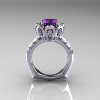 Classic 950 Platinum 3.0 Carat Alexandrite Diamond Greek Galatea Bridal Wedding Ring AR114-PLATDAL-2