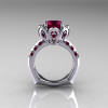 Classic 950 Platinum 3.0 Carat Red Garnet Greek Galatea Bridal Wedding Ring AR114-PLATDRG-2