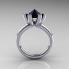 Modern Russian 18K White Gold 2.0 Carat Black Diamond Bridal Ring RR111-18KWGDBD-2