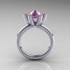 Modern Russian 950 Platinum 2.0 Carat Light Pink Topaz Diamond Bridal Ring RR111-PLATDLPT-2