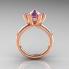 Modern Russian 14K Rose Gold 2.0 Carat Light Pink Topaz Diamond Bridal Ring RR111-14KWGDLPT-2