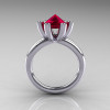 Modern Russian 10K White Gold 2.0 Carat Ruby Diamond Bridal Ring RR111-10KWGDR-2