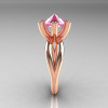 Modern Russian 14K Rose Gold 2.0 Carat Light Pink Topaz Diamond Bridal Ring RR111-14KWGDLPT-3