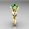 Modern Russian 14K Yellow Gold 2.0 Carat Emerald Diamond Bridal Ring RR111-14KYGDEM-3