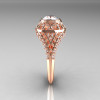 Modern Victorian 14K Rose Gold 1.16 Carat Oval Zircon 0.24 CTW Diamond Bridal Ring R158-14KRGDZ-3