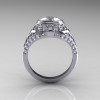 Modern Victorian 10K White Gold 1.16 Carat Oval White Sapphire 0.24 CTW Diamond Bridal Ring R158-10KWGDWS-2