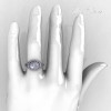 Modern Victorian 10K White Gold 1.16 Carat Oval White Sapphire 0.24 CTW Diamond Bridal Ring R158-10KWGDWS-5