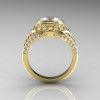 Modern Victorian 18K Yellow Gold 1.16 Carat Oval Zircon 0.24 CTW Diamond Bridal Ring R158-18KYGDZ-2