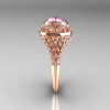 Modern Victorian 10K Rose Gold 1.16 Carat Oval Light Pink Topaz 0.24 CTW Diamond Bridal Ring R158-14KRGDLPT-3