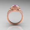 Modern Victorian 10K Rose Gold 1.16 Carat Oval Light Pink Topaz 0.24 CTW Diamond Bridal Ring R158-14KRGDLPT-2