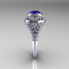 Modern Victorian 950 Platinum 1.16 Carat Oval Blue Sapphire 0.24 CTW Diamond Bridal Ring R158-PLATDBS-3
