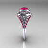 Modern Victorian 14K White Gold 1.16 Carat Oval Red Ruby Bridal Ring R158-14KWGRR-3