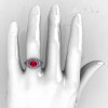 Modern Victorian 14K White Gold 1.16 Carat Oval Red Ruby Bridal Ring R158-14KWGRR-5