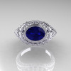 Modern Victorian 950 Platinum 1.16 Carat Oval Blue Sapphire 0.24 CTW Diamond Bridal Ring R158-PLATDBS-4