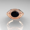 Modern Victorian 14K Rose Gold 1.16 Carat Oval Black Diamond Bridal Ring R158-14KRGBDD-4