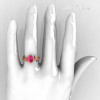 Classic 10K Rose Gold 1.0 Carat Oval Pink Sapphire Flower Leaf Engagement Ring R159O-10KRGPS-5