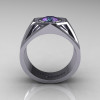 Gentlemens Modern 950 Platinum 1.0 Carat Alexandrite Diamond Celebrity Engagement Ring MR161-PLATDAL-2