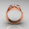 Gentlemens Modern 14K Rose Gold 1.0 Carat Moissanite Diamond Celebrity Engagement Ring MR161-14KRGDM-2