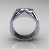 Gentlemens Modern 950 Platinum 1.0 Carat Moissanite Diamond Celebrity Engagement Ring MR161-PLATDM-2