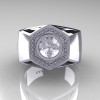 Gentlemens Modern 950 Platinum 1.0 Carat Moissanite Diamond Celebrity Engagement Ring MR161-PLATDM-4