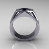 Gentlemens Modern 950 Platinum 1.0 Carat Black Diamond Celebrity Engagement Ring MR161-PLATDBD-2