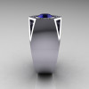 Gentlemens Modern 14K White Gold 1.0 Carat Blue Sapphire Diamond Celebrity Engagement Ring MR161-14KWGDBS-3