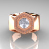 Gentlemens Modern 14K Rose Gold 1.0 Carat Moissanite Diamond Celebrity Engagement Ring MR161-14KRGDM-4