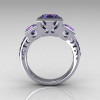 Classic Bridal 14K White Gold 2.5 Carat Square Three Stone Princess Alexandrite Ring R315-14WGAL-2